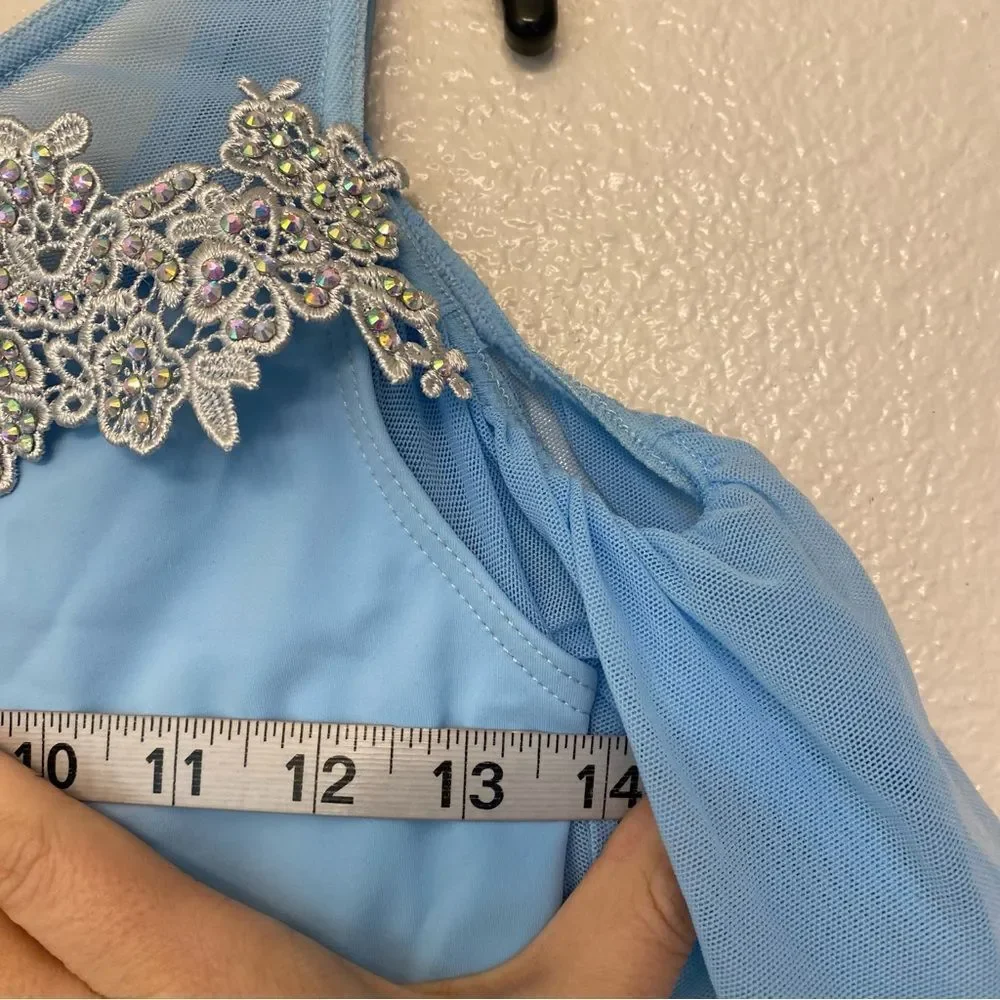 Weissman dance costume lyrical dress leotard blue THE GARDEN 12377 SA adult